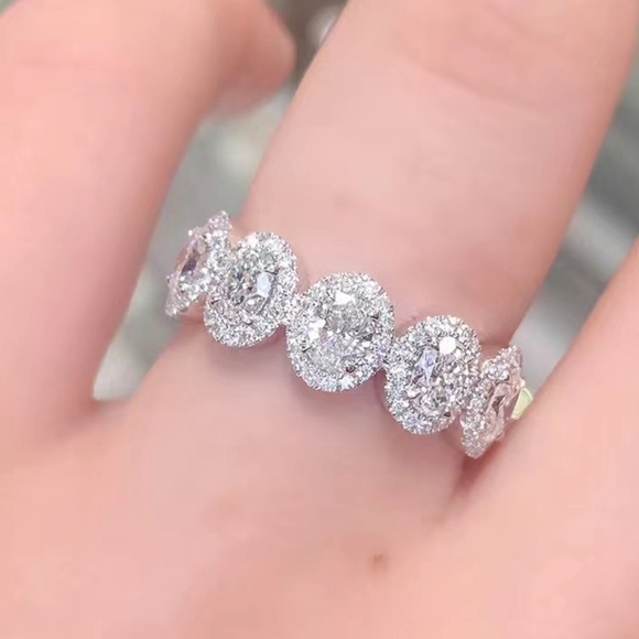 925 sterling silver Zircon wedding band ring - Picture 2 of 5